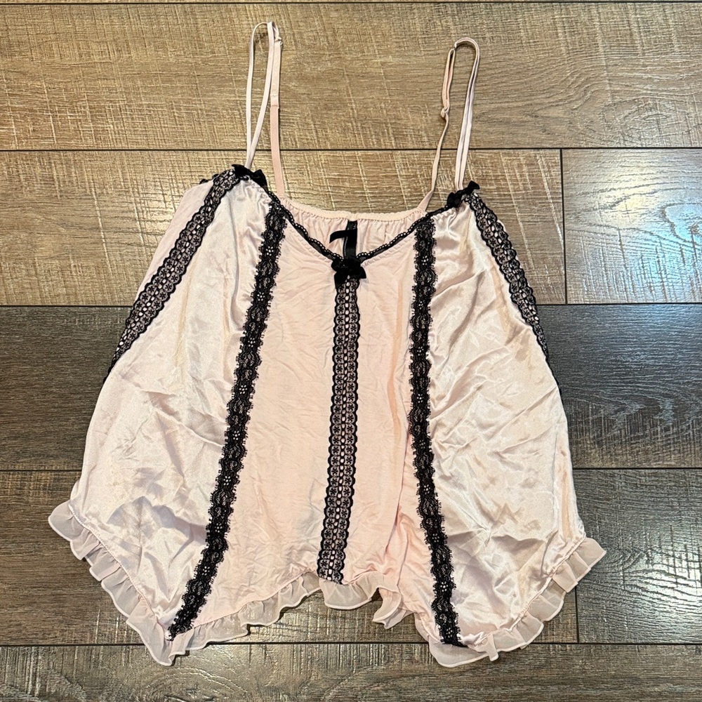 Victoria's Secret Blush and Black Lace Camisole size S